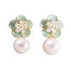 Light Luxury Exquisite Micro-inlaid Zircon Flower Earrings Elegant High-end Pearl Stud Earrings Niche Design Temperament Earrings