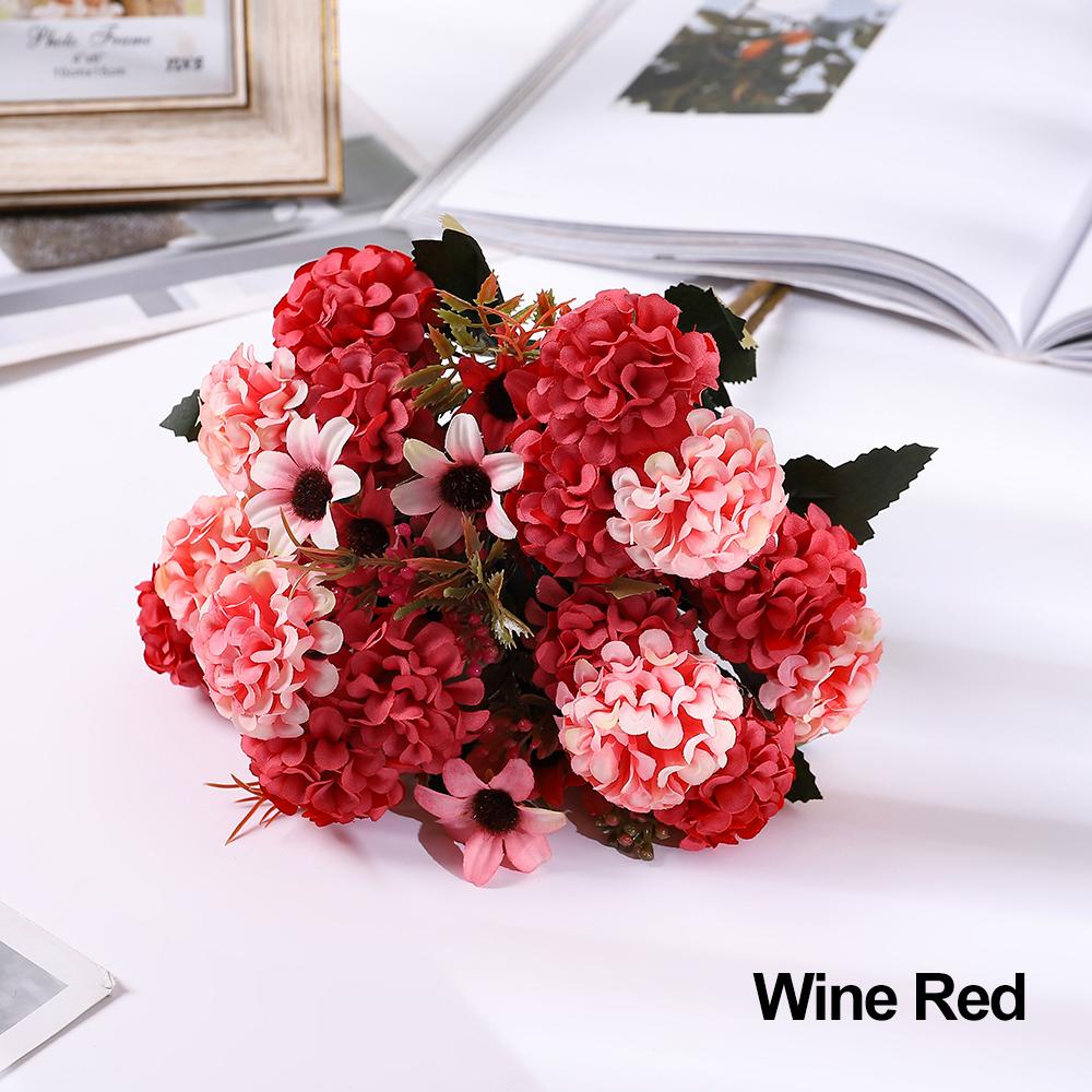 Украшение дома, товары для вечеринок, цветочная композиция, реалистичные растения, шелковая ромашка, искусственная гортензия