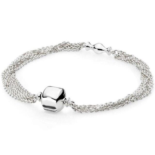 100 %925 Sterling Silver Pav éSignature Bucket And Ball Buckle Snake Chain Bracelet For Pan 'S Charm Fashionable Diy Jewelry