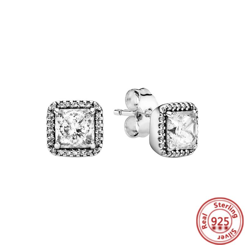 925 стерлингового серебра Шарм Двойной обруч Вечные Серьги Сердце Женская мода Подвеска Сверкающий Паве Серьги-гвоздики Подарки