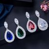 CMM 2PCS Engagement Water Drop Cubic Zirconia Pendant Necklace Set Earrings