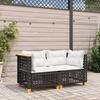 VidaXL Garden Corner Sofas and Cushions 2 Pcs Black Wicker, Garden Corner Sofa, Garden Corner Seat, 365935