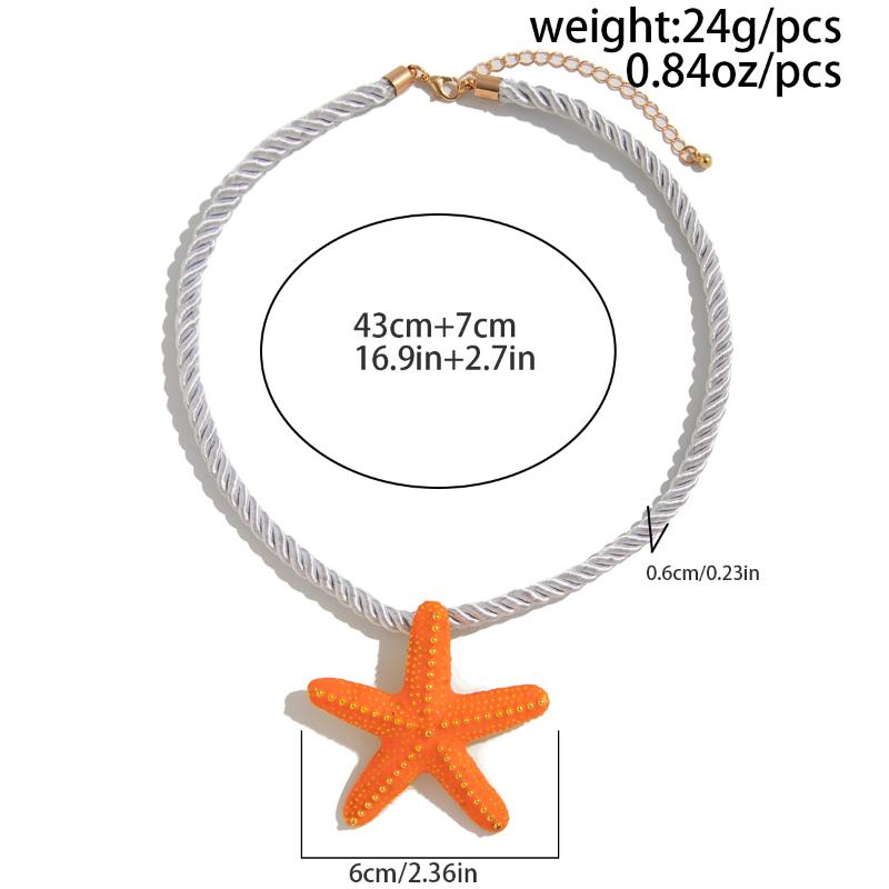 Boho Colorful Metal Big Starfish Pendant Necklace Earrings For Women Summer Y2K Jewelry Gift