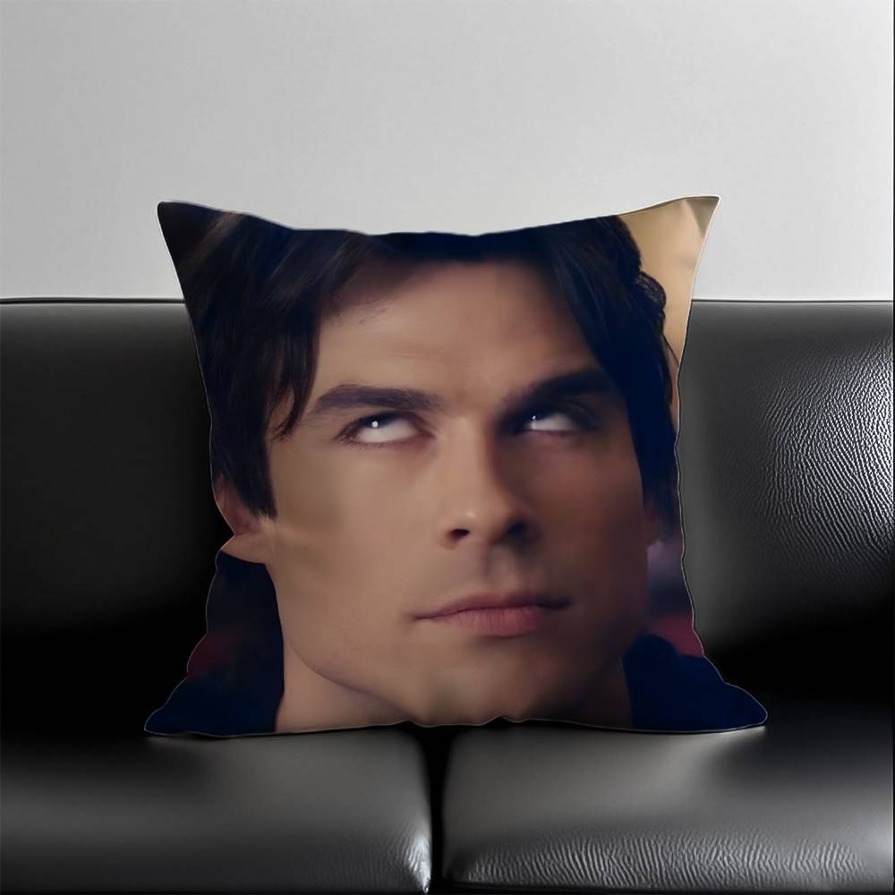 pc Vampire Diaries Damon Salvatore Pillow Cover Polyester D DoubleSided Print Ian Somerhalder Character Art TV Fan Home