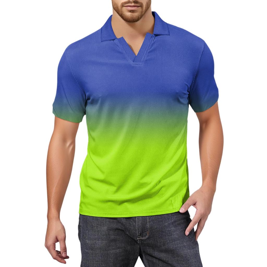 Мужская модная футболка для гольфа с коротким рукавом и V-образным вырезом