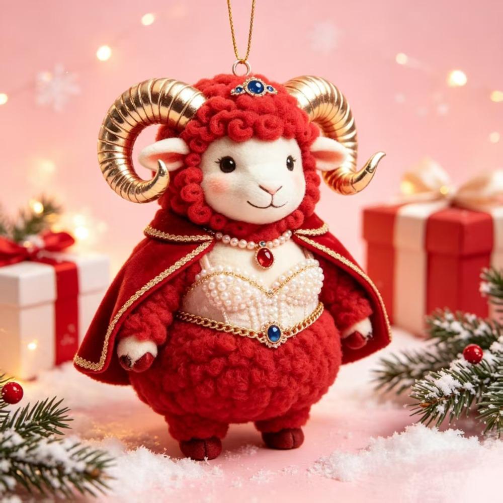 2D Flat Goat Hanging Ornament Artificial Rhinestone Animal Hanging Decoration Festive Occasions