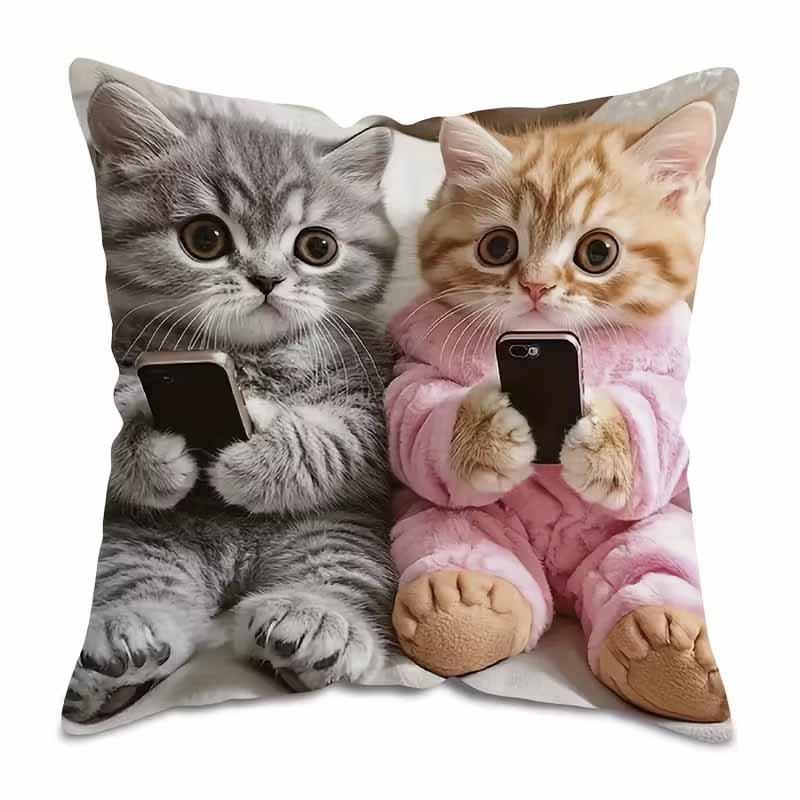 Милая наволочка с животным принтом: Плоская 2D-печать, не настоящая вышивка, ночной диван ночная подушка для дивана