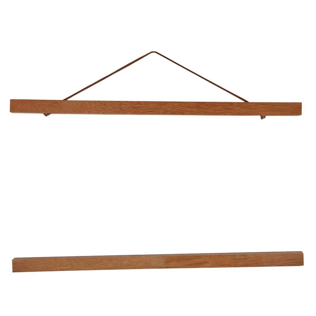 Modern Magnetic Sawdust Photo Frame DIY Poster Scroll Prints Artwork Hanger Teak Wood 50cm