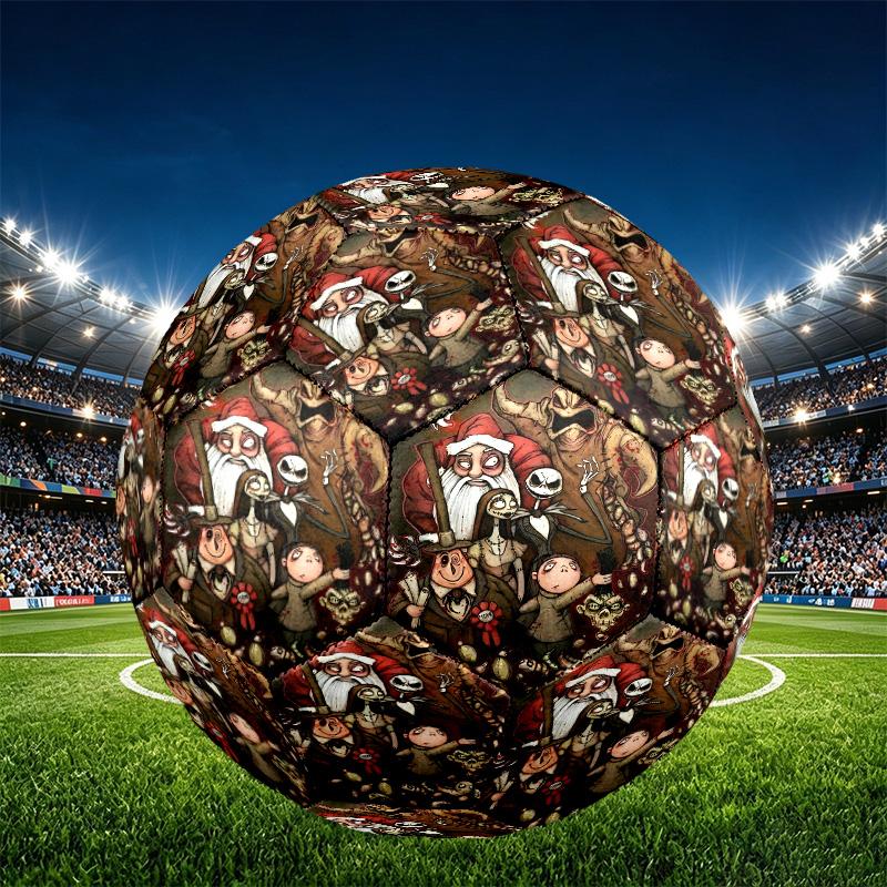 The Nightmare Before Christmas Print Size 5 Soccer Ball, PU Wear Resistant Football for Match Training and Daily Practice, Birthday Gift for Soccer Fa