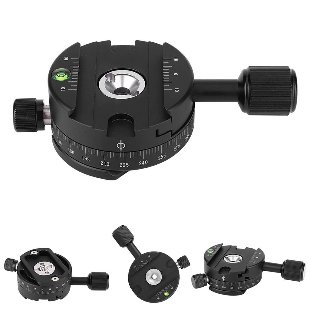 QJ 01 Aluminum Alloy Panoramic Tripod Head, 360° Rotatable, for Arca-Swiss Clamps, with Quick Plate