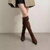 2025 Autumn and Winter New Products Wear Korean Version of Pointed Suede Folding Stiletto Over the Knee Boots Women's Versatile Side Zipper Boots