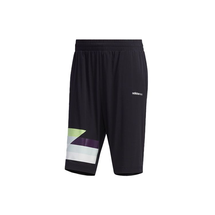 adidas Нео геометрический узор с цветным блоком, свободный крой, повседневные шорты с пятью точками, мужские шорты, черные FP7344