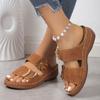 Fashion New Women Wedges Sandals Premium Orthopedic Open Toe Sandals Vintage Anti-slip Leather Casual Female Platform Retro Slippers