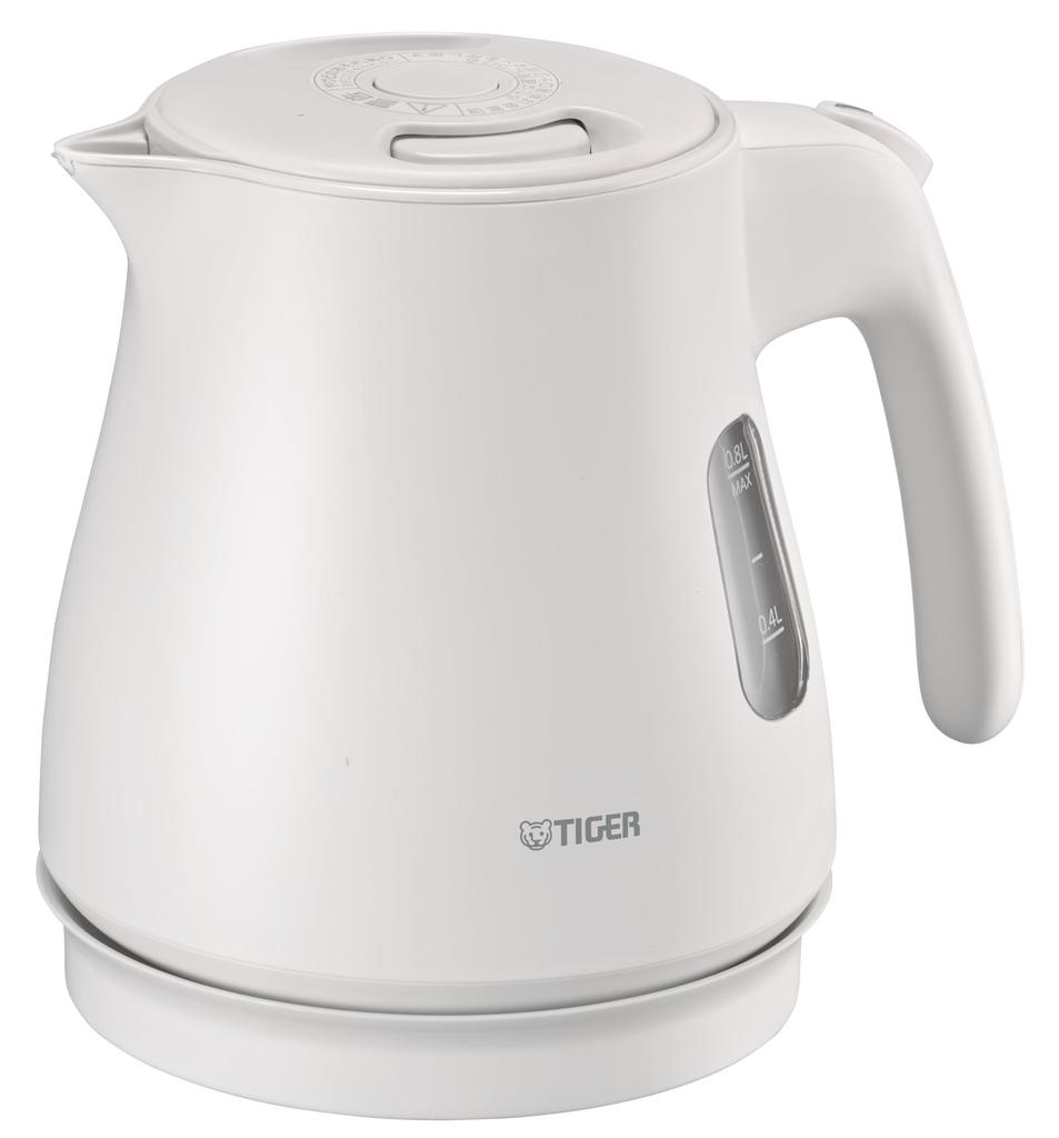 Web Exclusive Tiger Vacuum Bottle (TIGER) Electric Kettle, 0.8L Capacity, Tip-Over and Leak-Proof, Steam-Saving Design, Matte White, PCM-N080WM