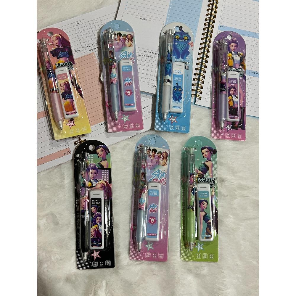 New Demon Huntress Group Push-action Activity Pencil Set with Non-fracturable Lead Pencil Combo Student Supplies