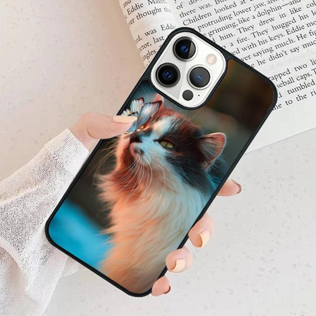 Милый Чехол-Животное Кошка Для iPhone 17 Air 15 16 Чехол 11 13 14 Pro Max 12 Plus Max Fundas