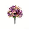 Artificial Violet Flower Stake Waterproof All Season Use Fake Flower Bush for Garden Yard Patio Porch Ornament