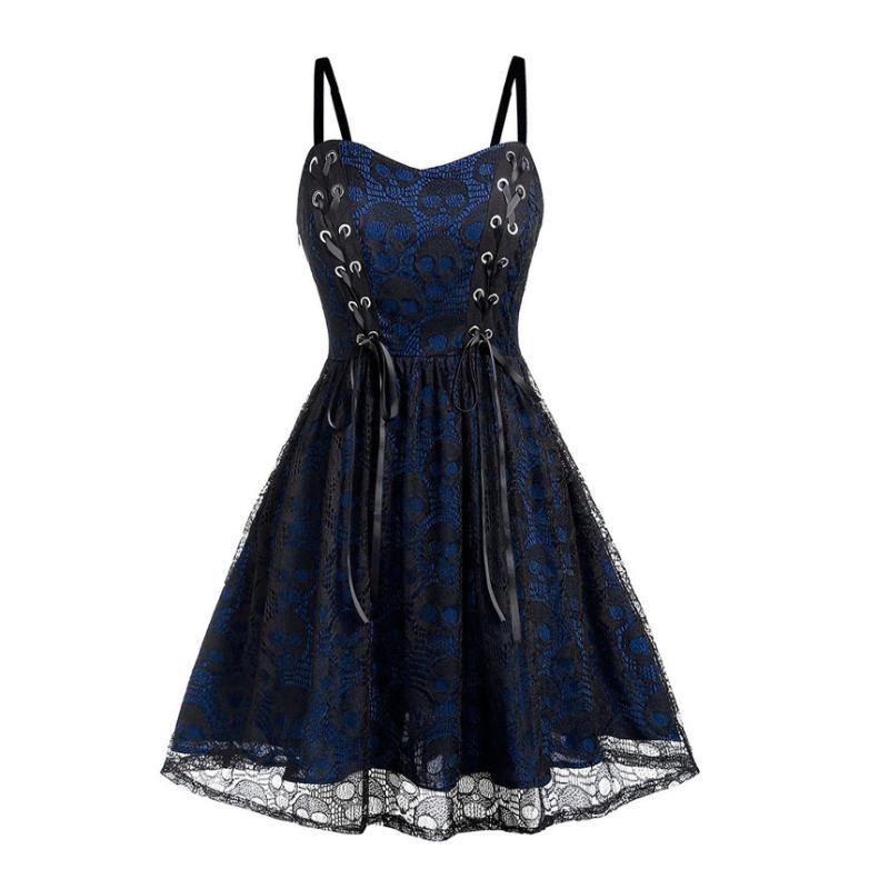 Женское кружевное сетчатое мини-платье без рукавов больших размеров на Хэллоуин в стиле пэчворк