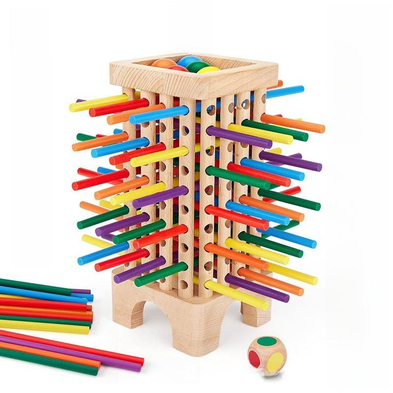 Wooden Montessori Puzzle Board Game With 42 Colorful Sticks For Kids Educational Play