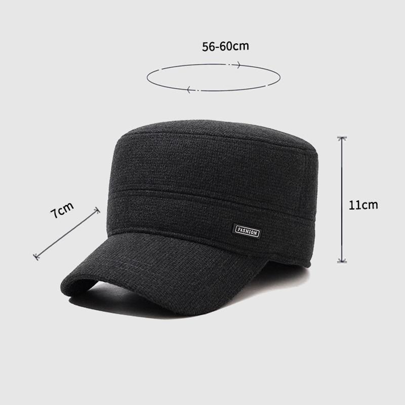 Men's Winter Middle-Aged and Elderly Woolen Flat Cap Outdoor Coldproof Thick Ear Protection Warm Cap