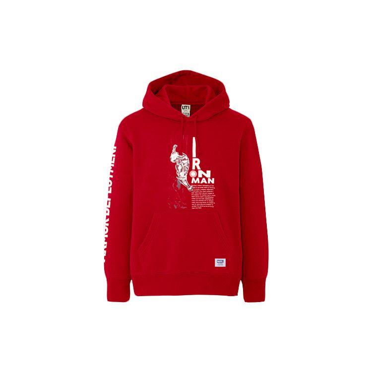 Uniqlo × Худи с капюшоном из коллекции Marvel, с мультяшным принтом, с длинным рукавом, унисекс, бордовый 431815-17