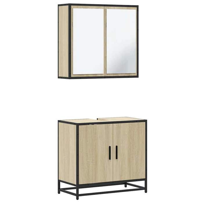 VidaXL Ensemble De Meubles De Salle De Bain 2 Pcs Chêne Sonoma, Armoire De Rangement, Armoire De Bain, Meuble De Toilette 3300886