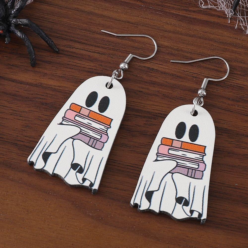 Gothic Halloween Earrings Double-Sided Halloween Gift for Book Lovers Cute Fun Eardrops for Women