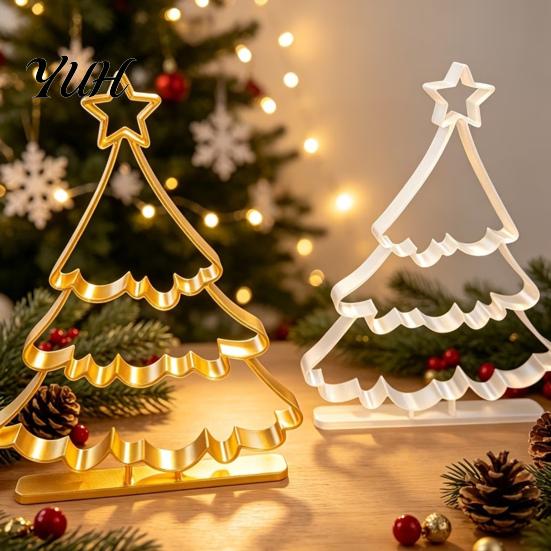 Christmas Party Supplies 3D Printed Hollow Tree Ornament, Modern Minimalist Festive Decorations Sculpture, Decorative Tabletop Centerpiece for Holiday