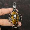 Evil Eye Tiger's Eye Gemstone Pendant Copper Wire Wrapped Pendant Handmade Pendant Designer Jewelry Gift For Mom Rainbow Moonstone Jewelry