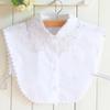 Women  Ladies New Stylish Hollow Out Lace Solid Color Lapel Shirt Blouse Detachable Collars Fake Collar