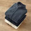 Men Outdoor Fleece Jacket Windbreaker Liner with Zip Thick Double-sided Long Sleeve Jacket Warm Solid Color Fall Winter Outwear for Sports Office