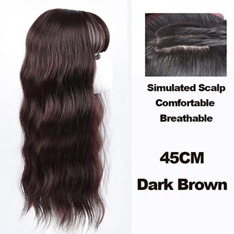 Топпер для волнистых/кудрявых волос с воздушной челкой для женщин, синтетический зажим для наращивания волос, парик для увеличения объема для покрытия выпадения седых волос