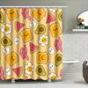 Kawaii Breakfast Shower Curtain with Avocado Toast Design for Bathroom Decor Yellow White Pattern Free Shipping