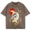 Мужские washed футболки с принтом Харадзюку Japanese Koi, хлопковые, оверсайз, повседневные, с круглым вырезом, с коротким рукавом, летняя одежда