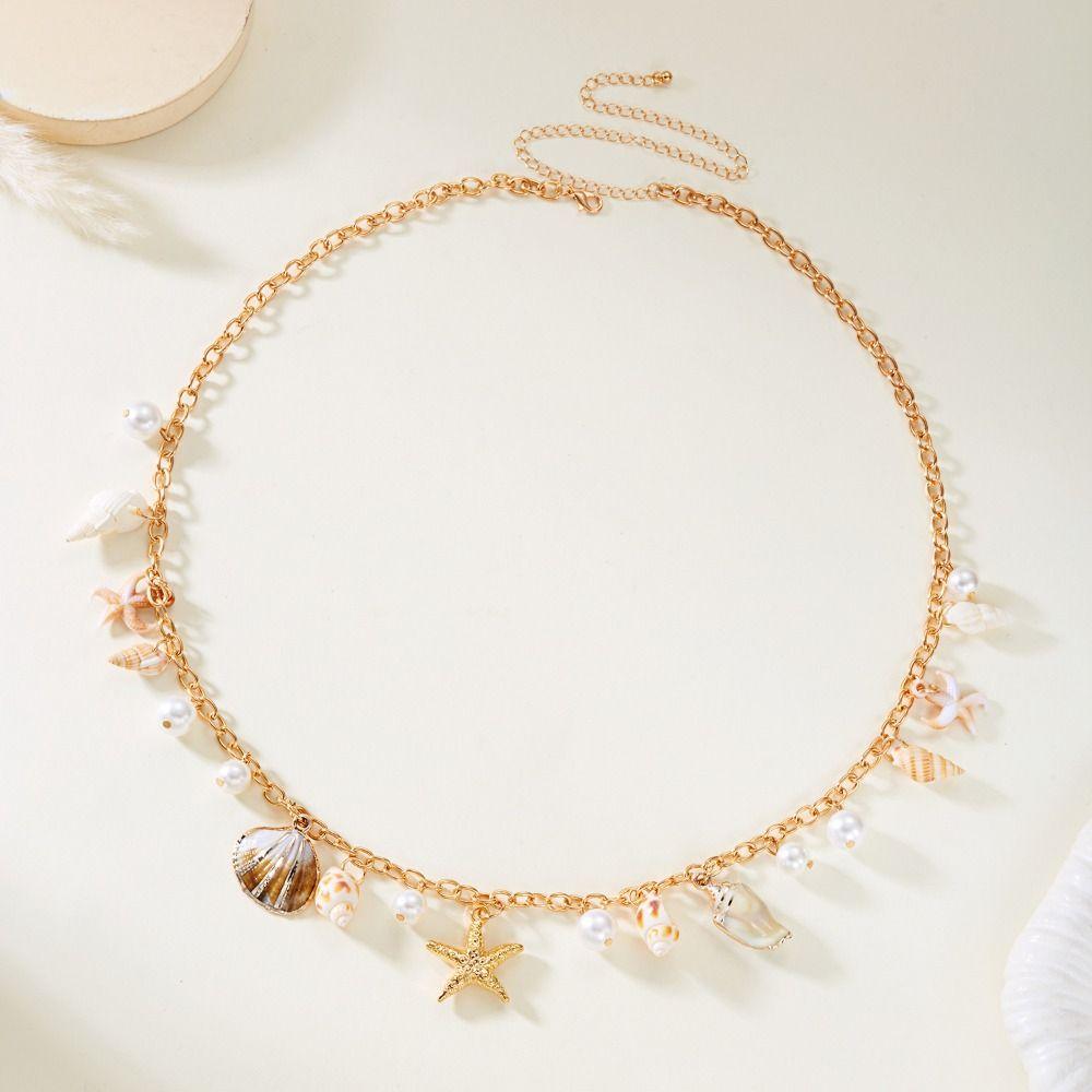 Conch Pearl Waist Chain Gold Color Bohemian Body Chain Creative Beads Belly Chain Dress Decoration