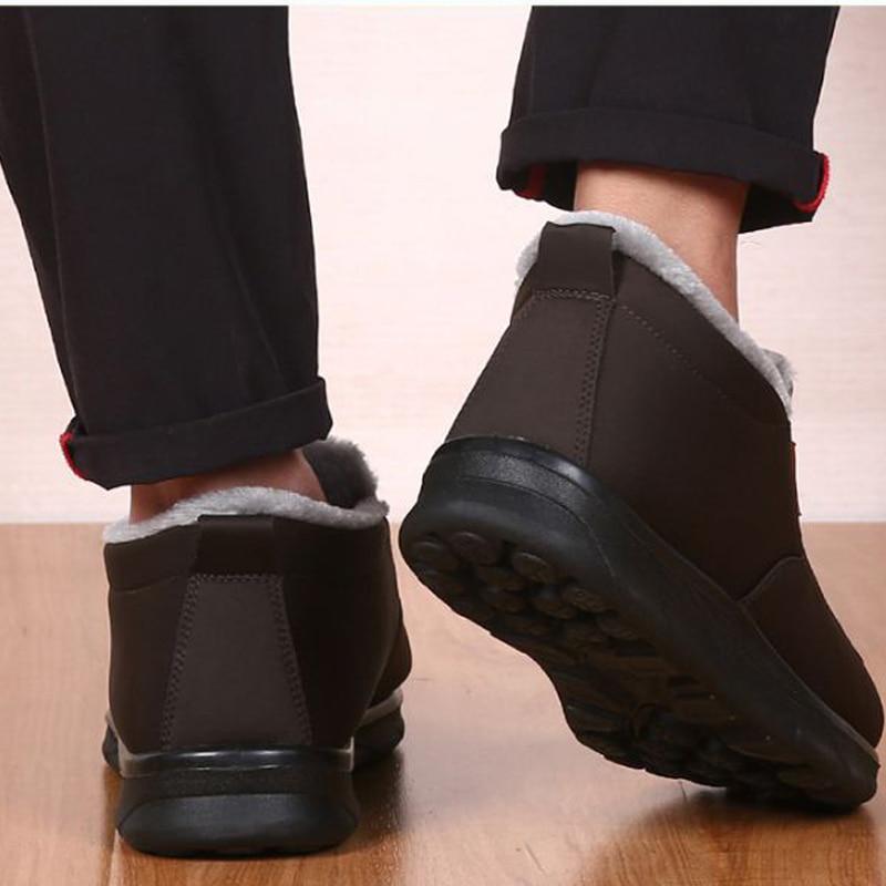 Водонепроницаемые мужские ботинки, мужские теплые ботинки для снега, нескользящие, из мягкого хлопка, повседневная обувь на плоской подошве для мужчин