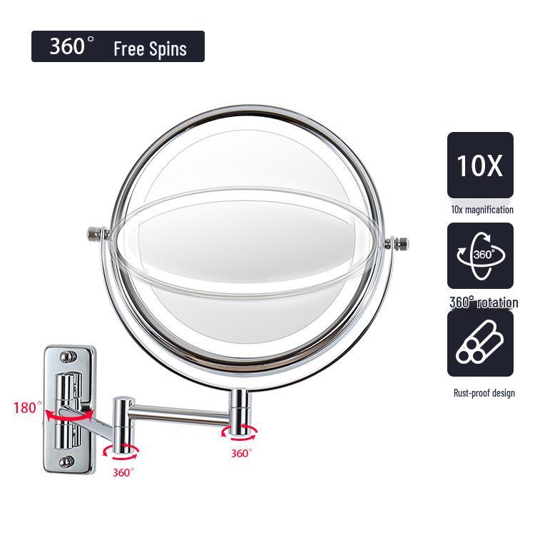 Wall-Mounted Double-Sided Telescopic LED Makeup Mirror