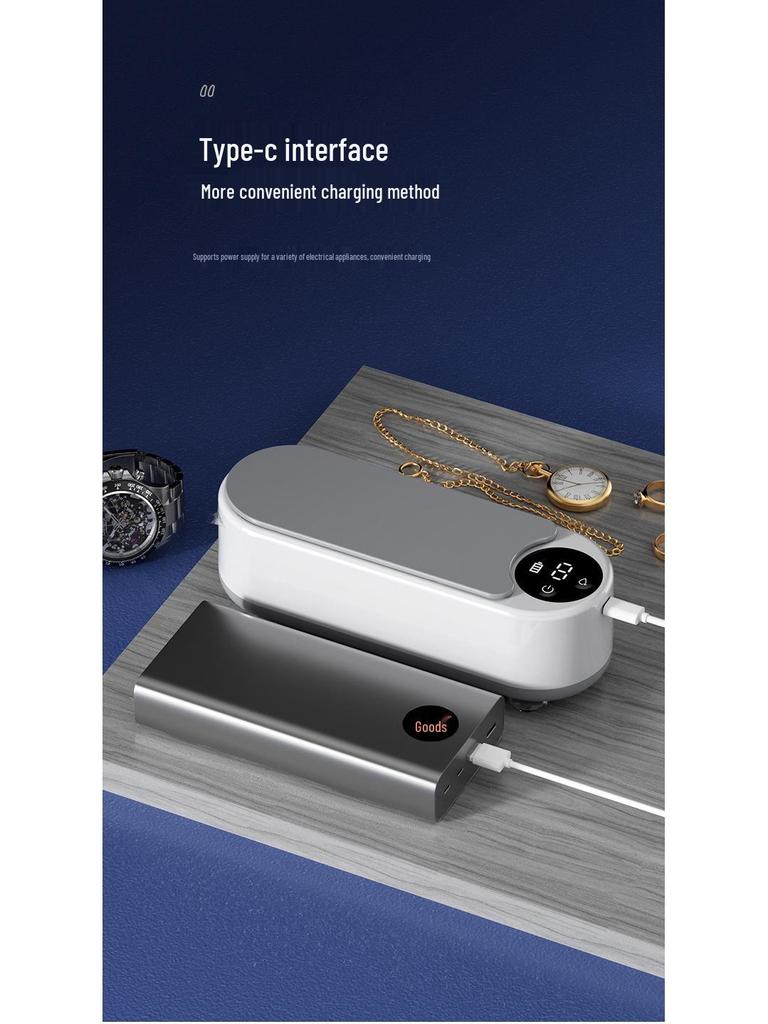 Portable Multifunctional Ultrasonic Cleaner for Jewelry, Makeup Brushes, and Eyeglasses