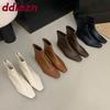 Fashion Female Square Toe Ladies Ankle Boots Low Heel Shoes Fashion Elastic Women Short Stretch Boots With Zippers Shoes