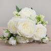 1pcs/30cm Rose Pink Silk Bouquet Peony Artificial Flower 5 Big Head 4 Small Bud Bride Wedding Home Decoration