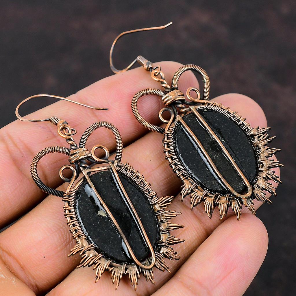 Серьги из раковины морского ушка с драгоценными камнями, серьги из медной проволоки, серьги ручной работы из ракушки морского ушка, ювелирные изделия, подарок для нее, висячие серьги, изящные медные украшения