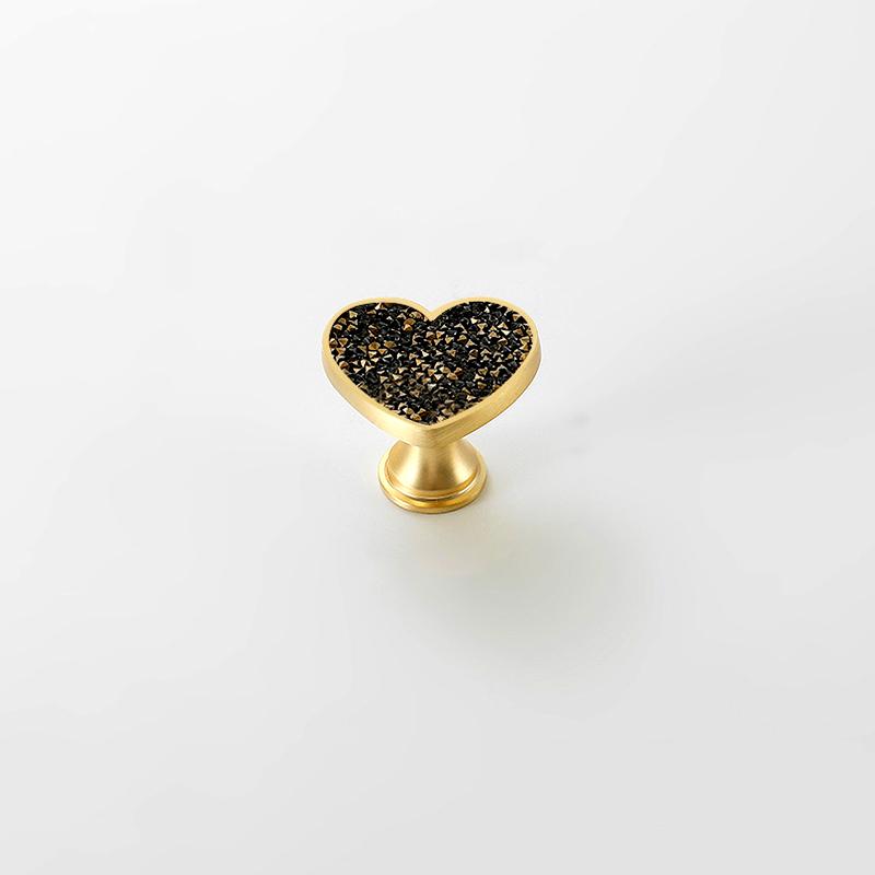 2 шт. Ручка для ящика Оригинальность Без пробивки Мультяшная С бриллиантом Современная ручка-кнопка для ящика Тяга Форма сердца Металлическое основание