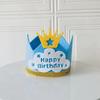 1pc Happy Birthday Crown Hat Disposable Party Glitter Ribbon Golden Crown Star Decorations Blue Cloud Base Happy Birthday Photo Props