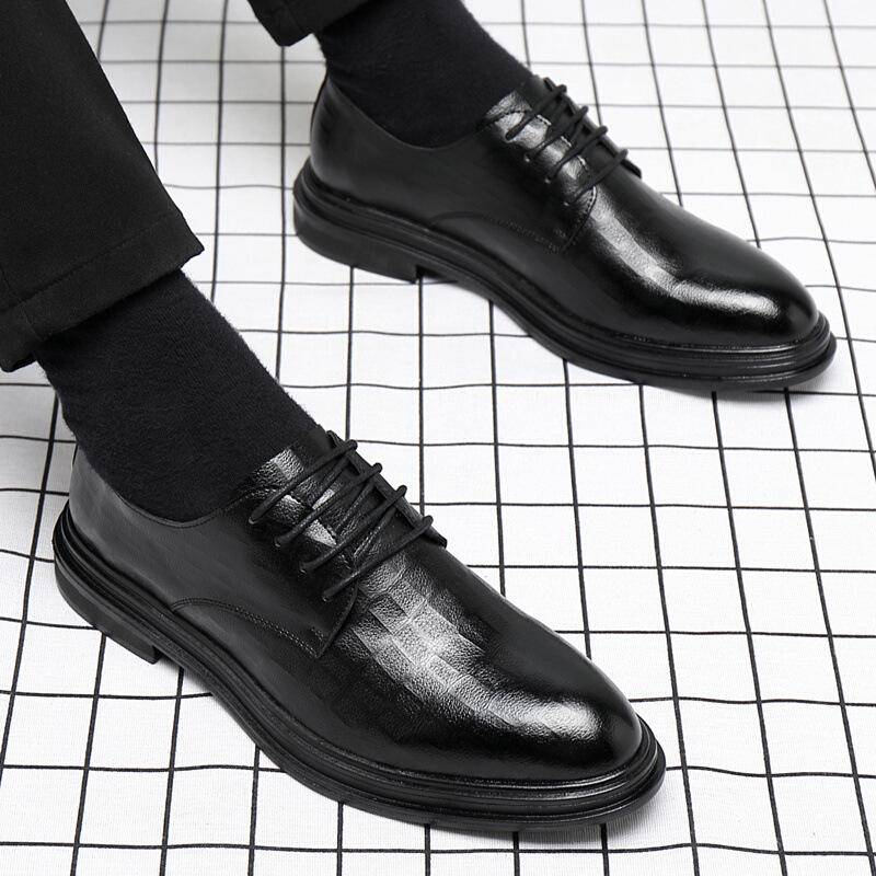 New Leather Shoes Men's Business Dress Genuine Leather Soft Leather Soft Sole Casual Men's Shoes Inner Height Increase Wedding Groom Shoes
