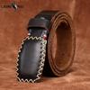 Belt Men's Retro Personalized Trendy Smooth Buckle Genuine Leather Buckle First Layer Cowhide Casual Belt Pant Belt