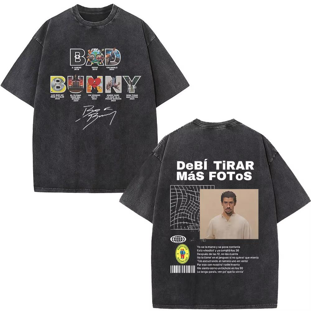Washed Vintage Bad Bunny DTMF Residencia En El Choli Merch TShirts Debi Tirar Mas Fotos Tshirt Mens Hip Hop Oversized Tshirts