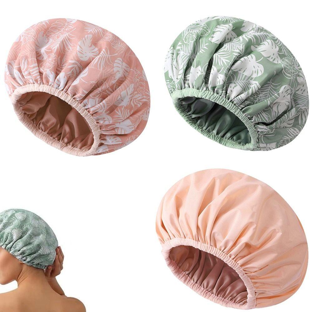 Waterproof Shower Cap Satin Lined Shower Bonnet New Bathing Hair Cover Salon Use