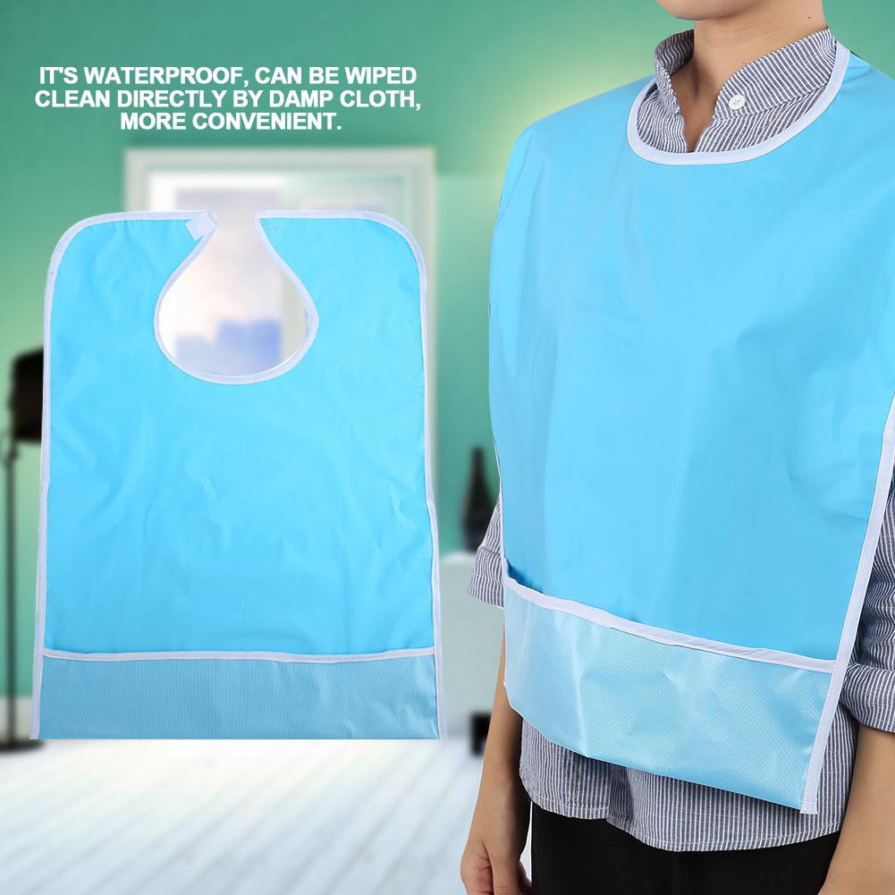 Waterproof Adult Elder Mealtime Eating Bib Clothes Clothing Protector Dining Aid Light Blue