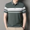 Футболка с короткими рукавами и лацканами, средняя, мужская, тонкая, полосатая, деловая, повседневная, свободная, поло, топ