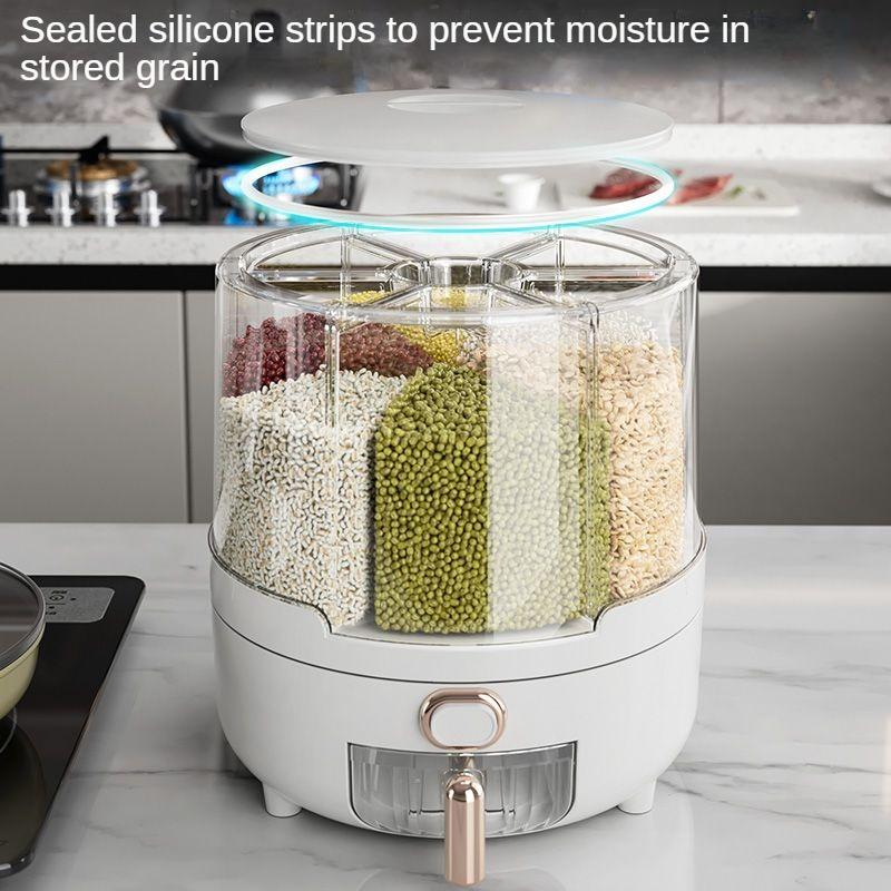 Ящик для хранения продуктов, отделение для ведра для риса, вращающийся ящик для хранения риса, домашняя устойчивая к насекомым и влаге герметичная коробка для хранения, банка для риса